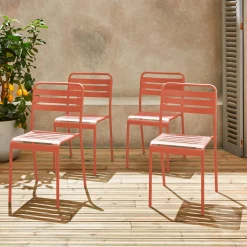 Silla de jardín bistró de acero, set de 4