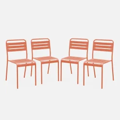 Silla de jardín bistró de acero, set de 4