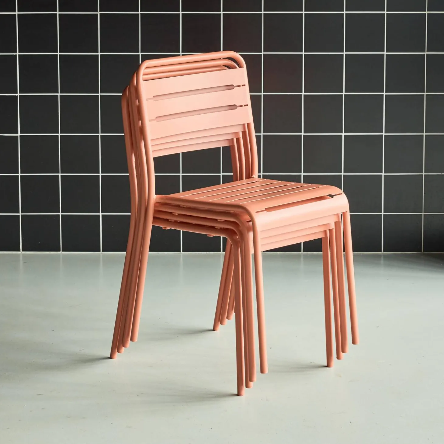 Silla de jardín bistró de acero, set de 4