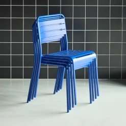 Silla de jardín bistró de acero, set de 4