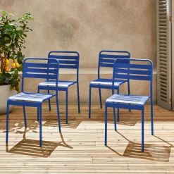 Silla de jardín bistró de acero, set de 4