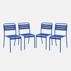 Silla de jardín bistró de acero, set de 4