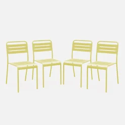 Silla de jardín bistró de acero, set de 4