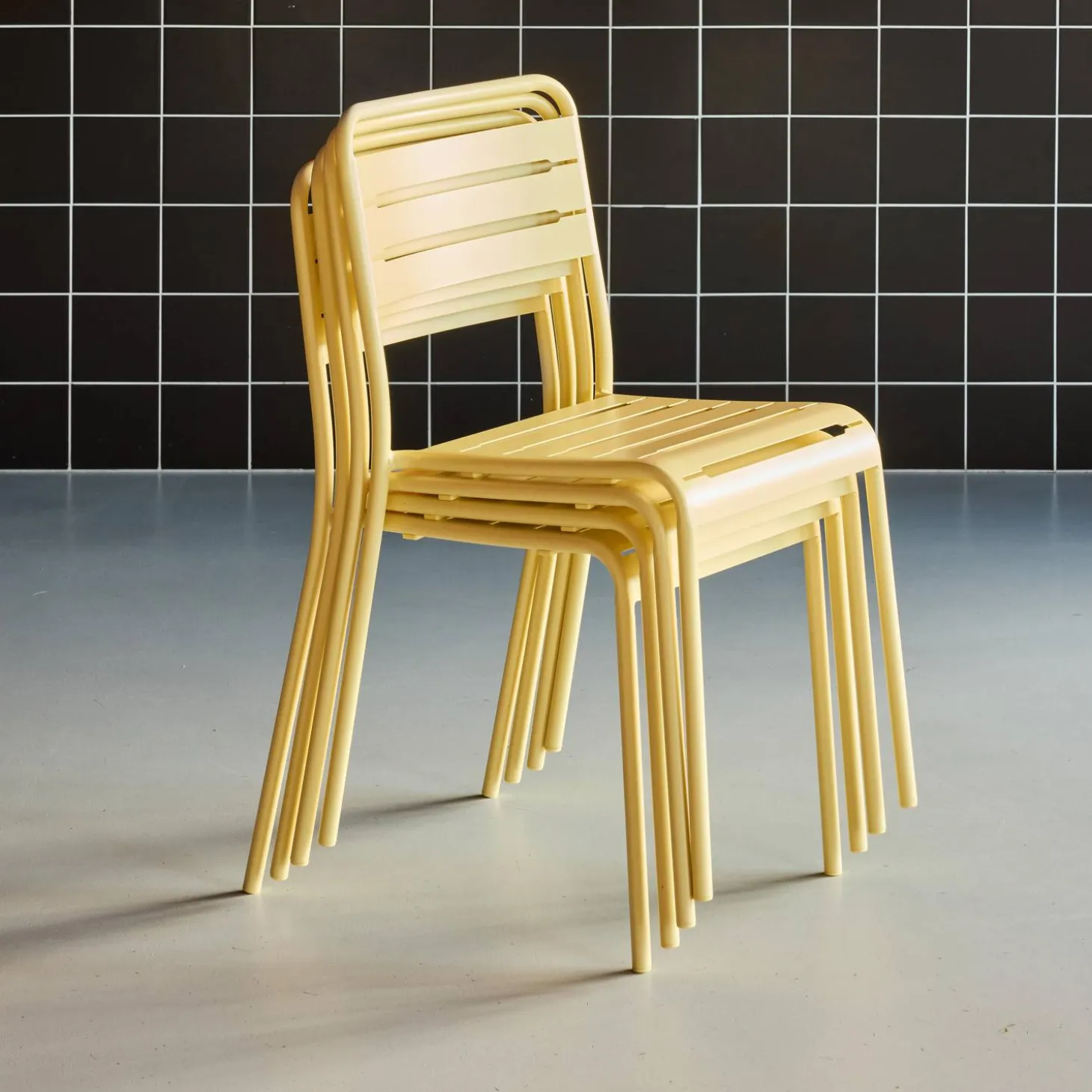 Silla de jardín bistró de acero, set de 4