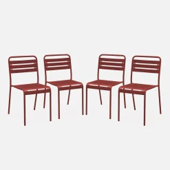 Silla de jardín bistró de acero, set de 4