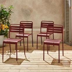 Silla de jardín bistró de acero, set de 4