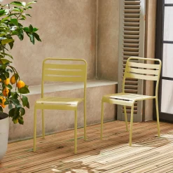 Silla de jardín bistró de acero, set de 2