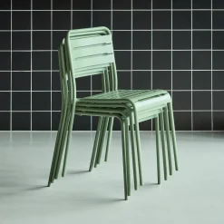 Silla de jardín bistró de acero, set de 4