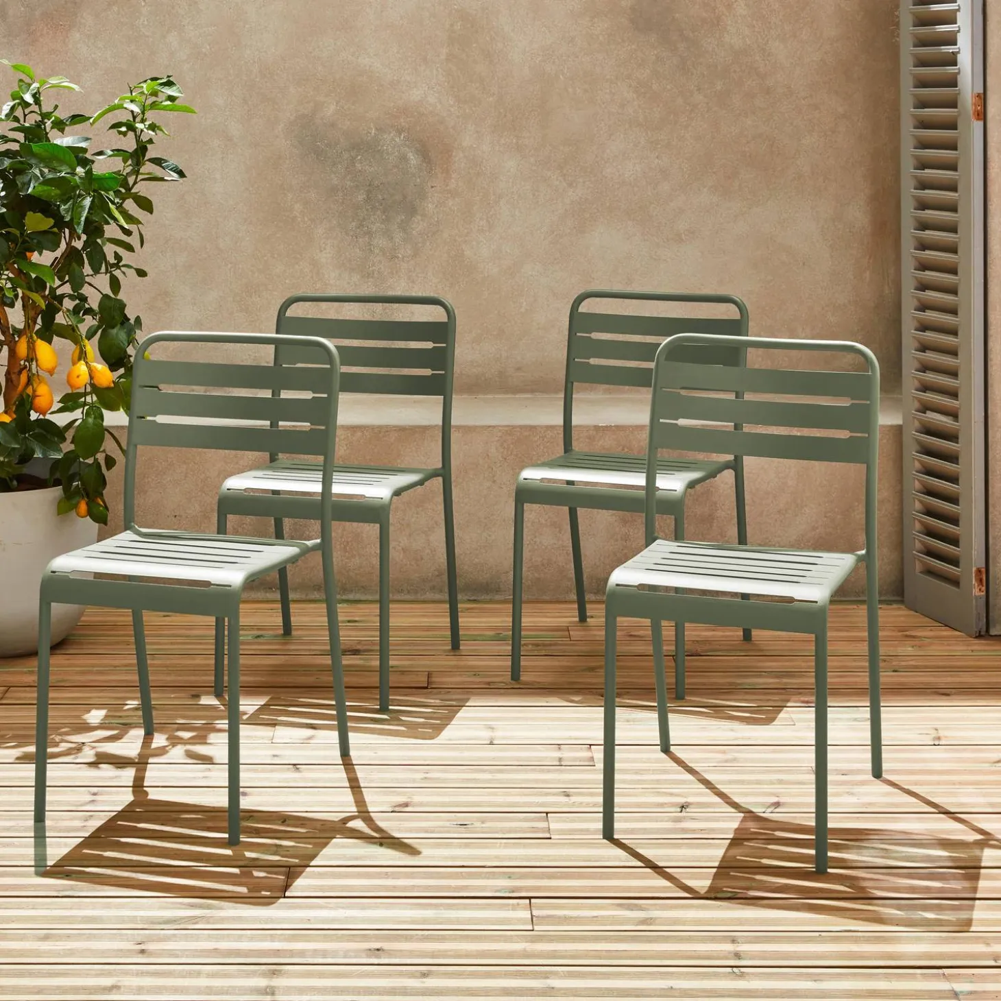 Silla de jardín bistró de acero, set de 4