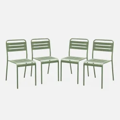 Silla de jardín bistró de acero, set de 4