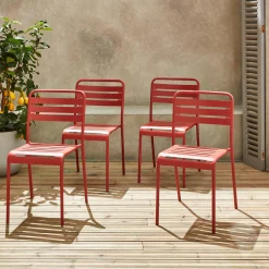 Silla de jardín bistró de acero, set de 4