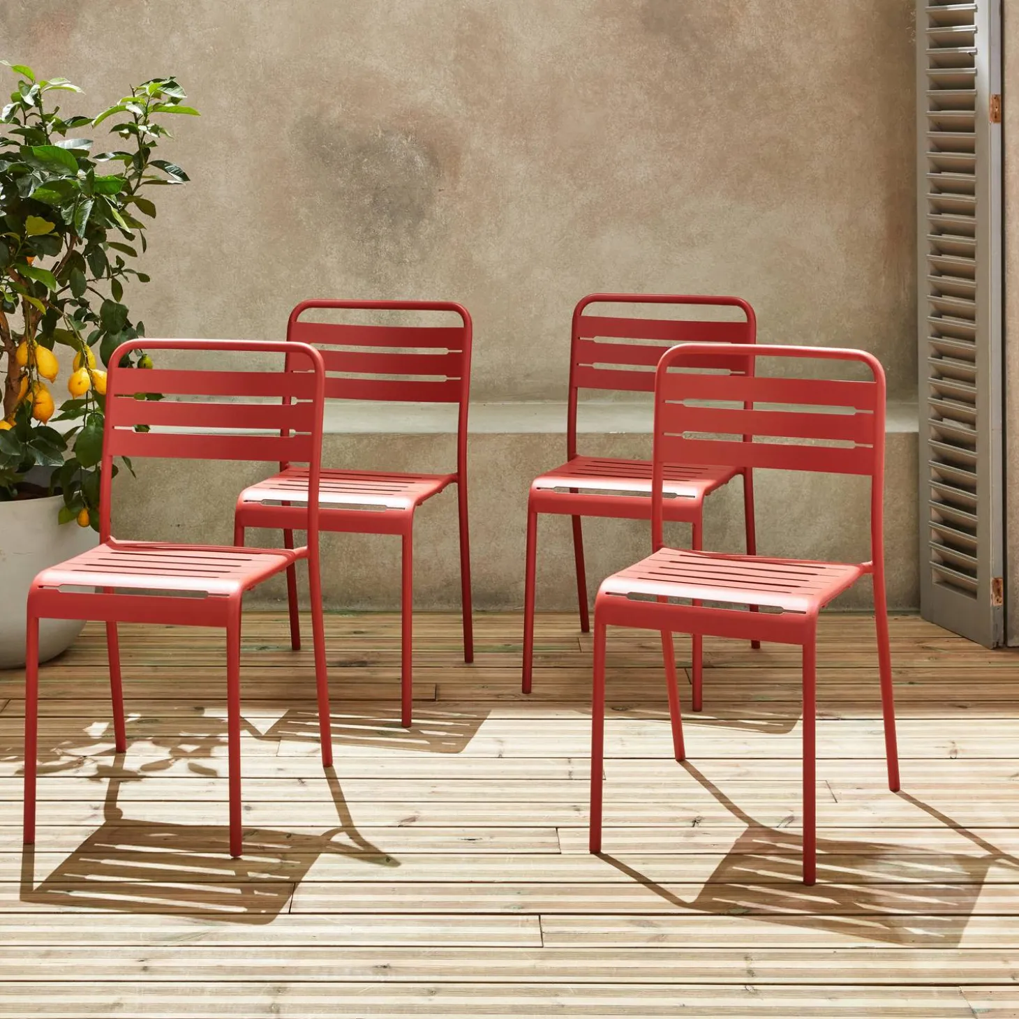 Silla de jardín bistró de acero, set de 4