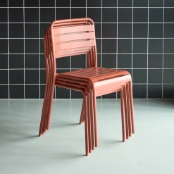 Silla de jardín bistró de acero, set de 4
