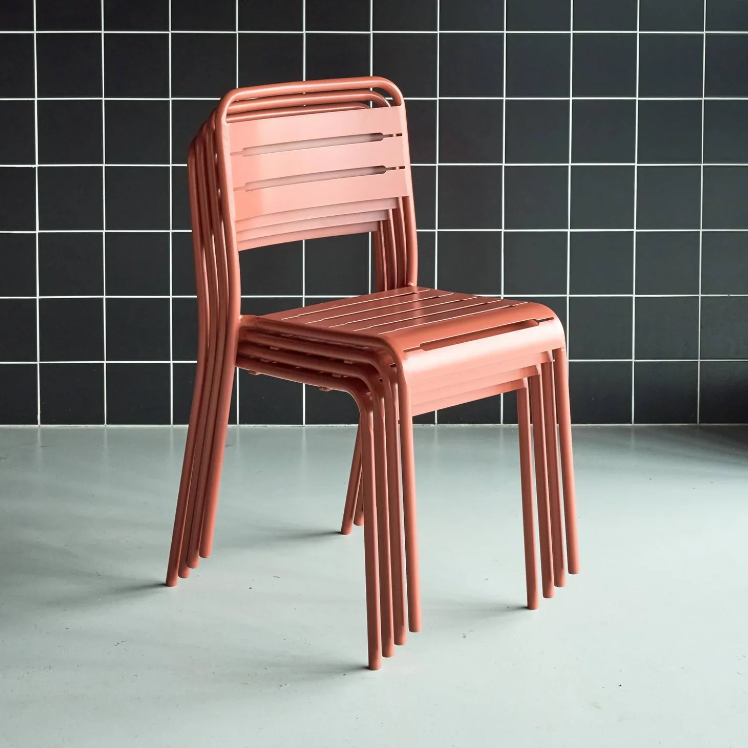 Silla de jardín bistró de acero, set de 4