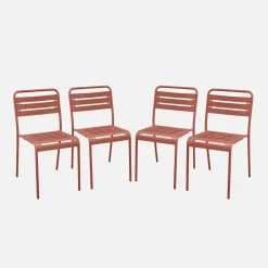 Silla de jardín bistró de acero, set de 4