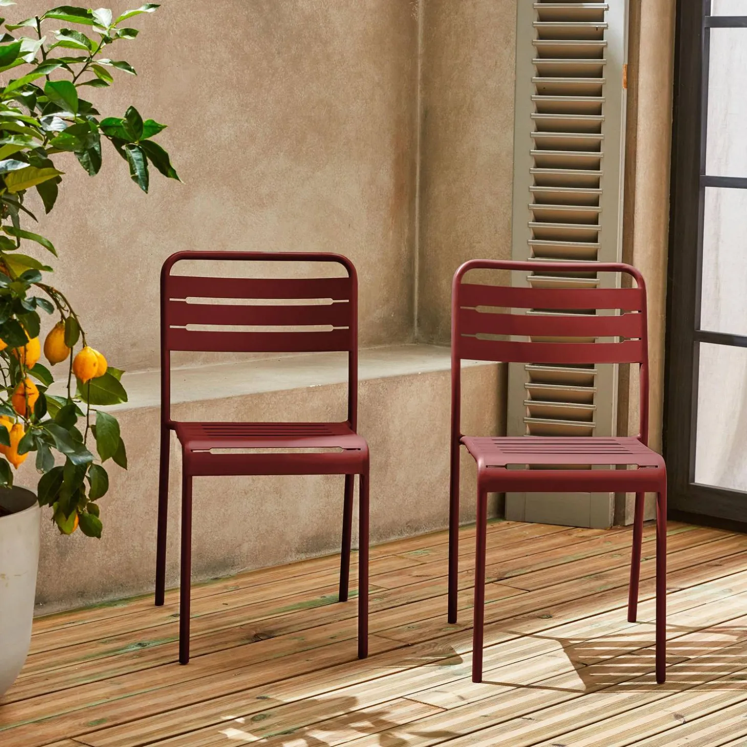 Silla de jardín bistró de acero, set de 2