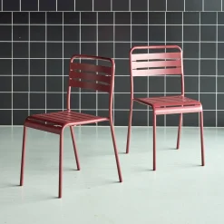 Silla de jardín bistró de acero, set de 2