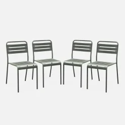 Silla de jardín bistró de acero, set de 4