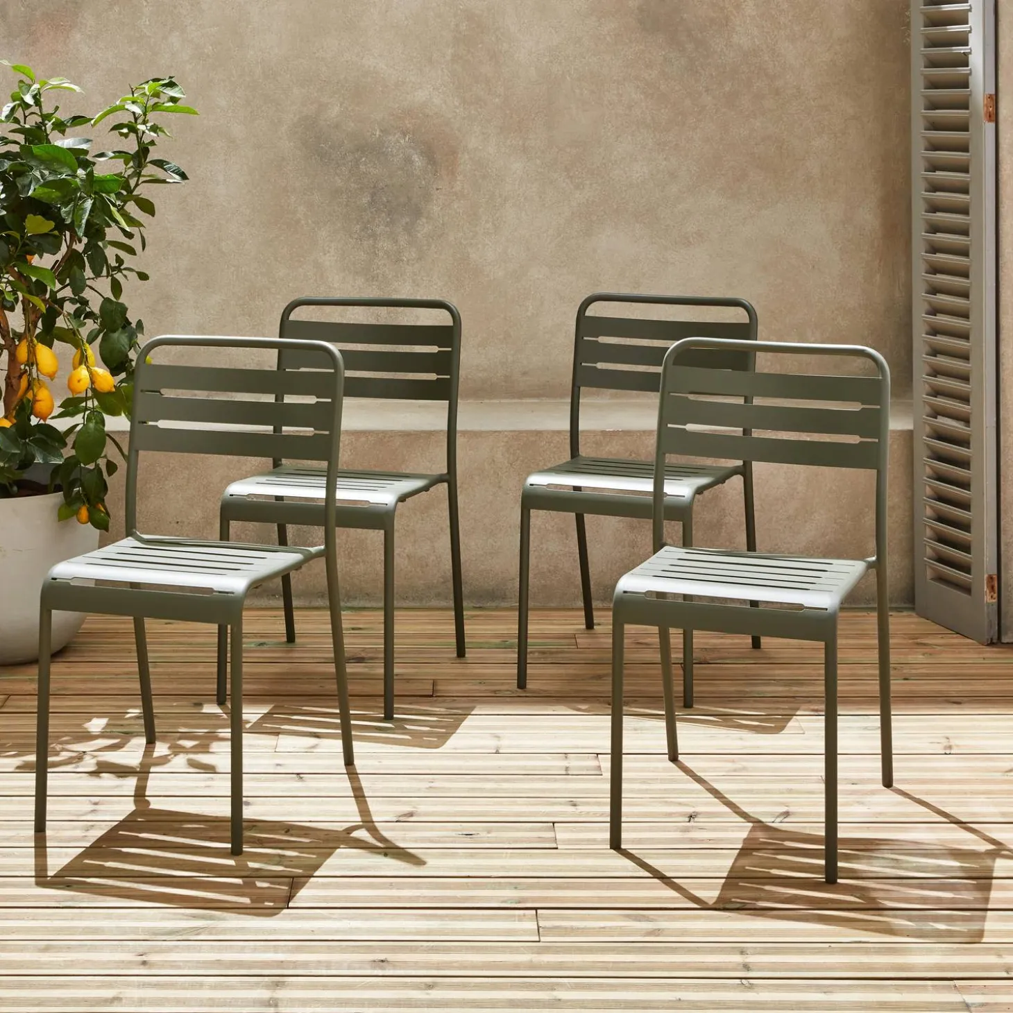 Silla de jardín bistró de acero, set de 4