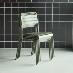 Silla de jardín bistró de acero, set de 4