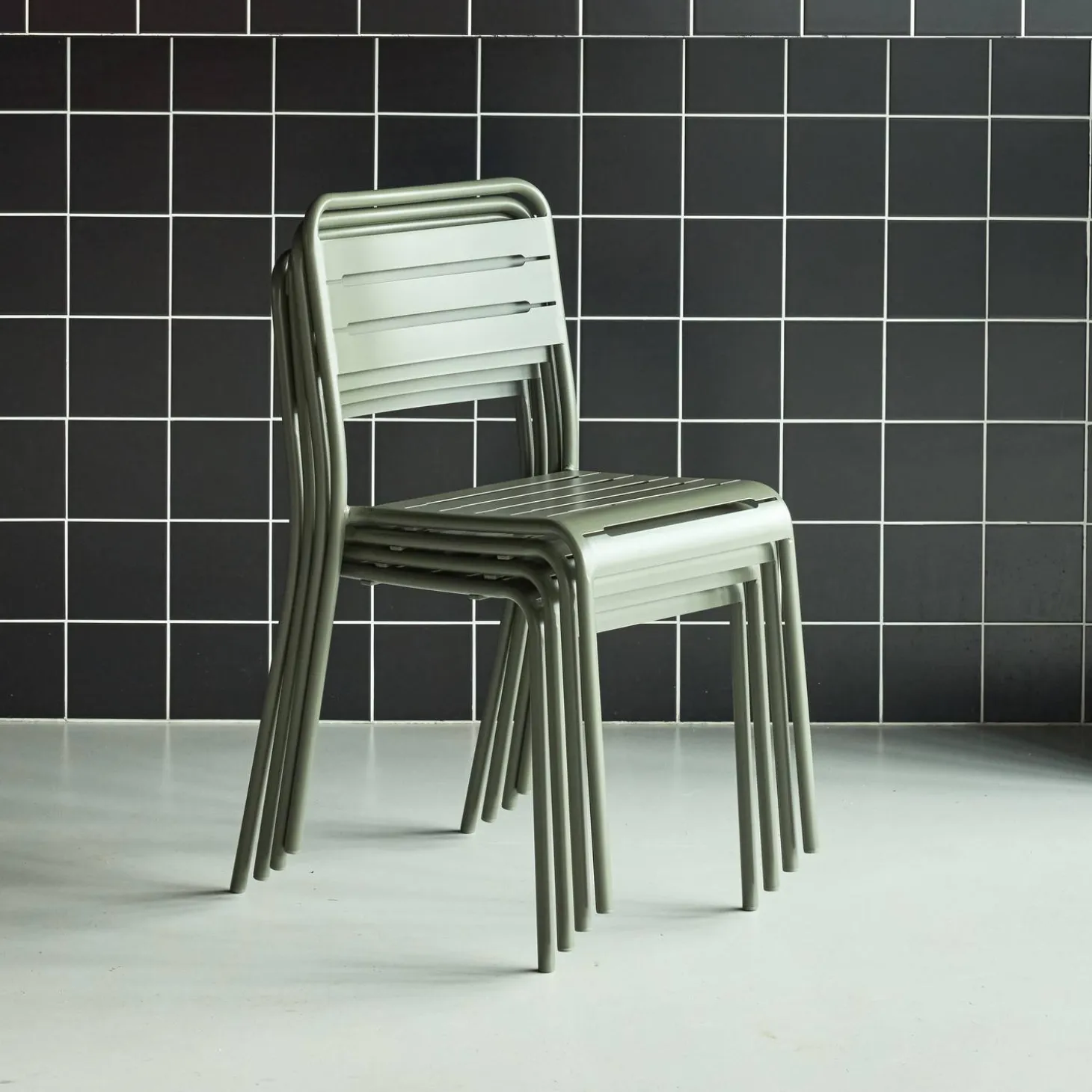 Silla de jardín bistró de acero, set de 4