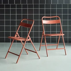 Silla de jardín bistró plegable de acero, set de 2