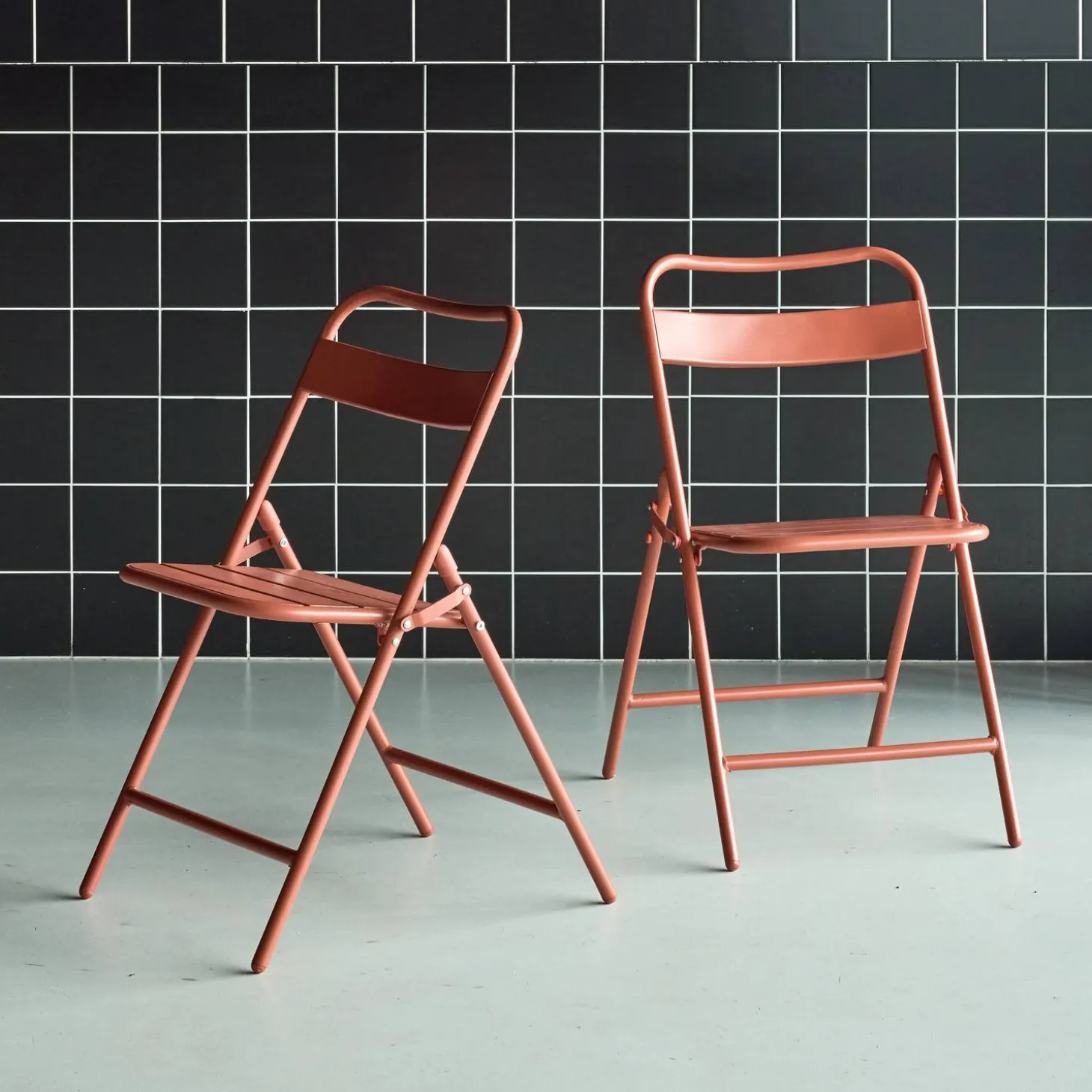 Silla de jardín bistró plegable de acero, set de 2