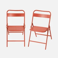 Silla de jardín bistró plegable de acero, set de 2