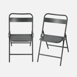 Silla de jardín bistró plegable de acero, set de 2