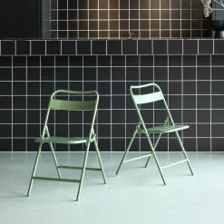 Silla de jardín bistró plegable de acero, set de 2