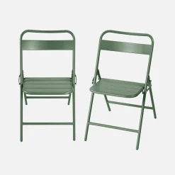 Silla de jardín bistró plegable de acero, set de 2
