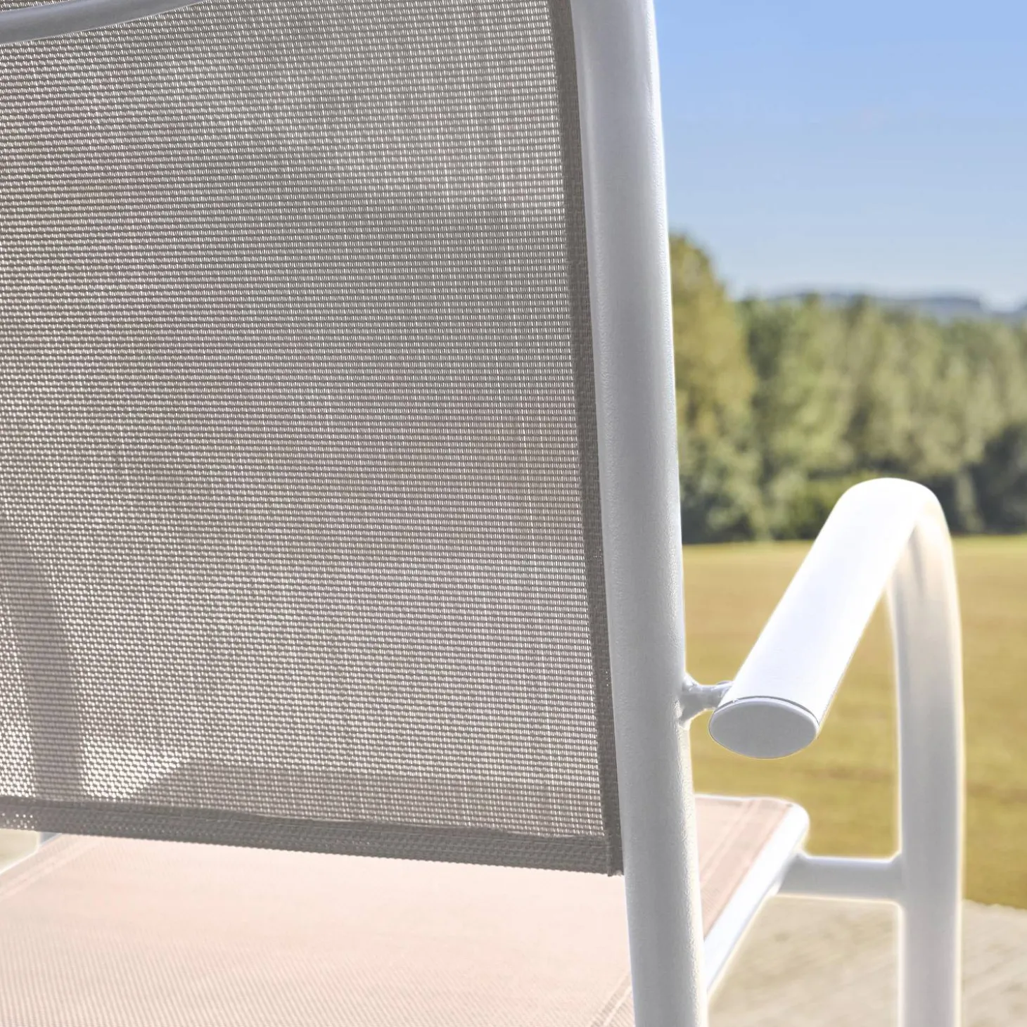 Silla de jardín de aluminio y textileno, set de 4