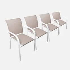 Silla de jardín de aluminio y textileno, set de 4
