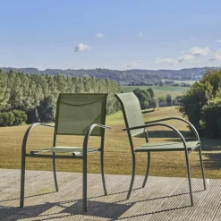 Silla de jardín de aluminio y textileno, set de 2