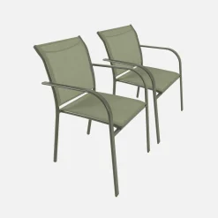 Silla de jardín de aluminio y textileno, set de 2