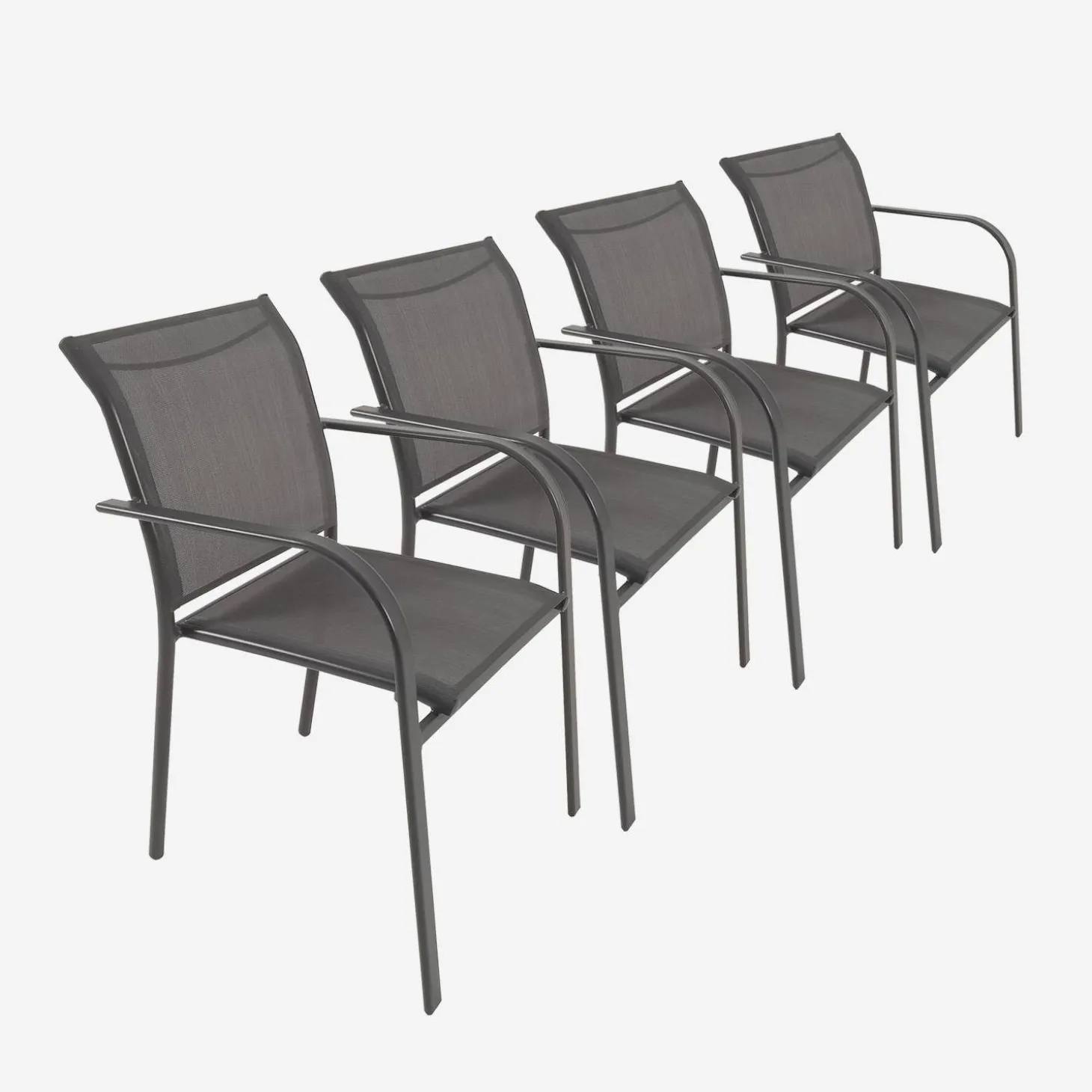 Silla de jardín de aluminio y textileno, set de 4