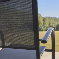 Silla de jardín de aluminio y textileno, set de 4