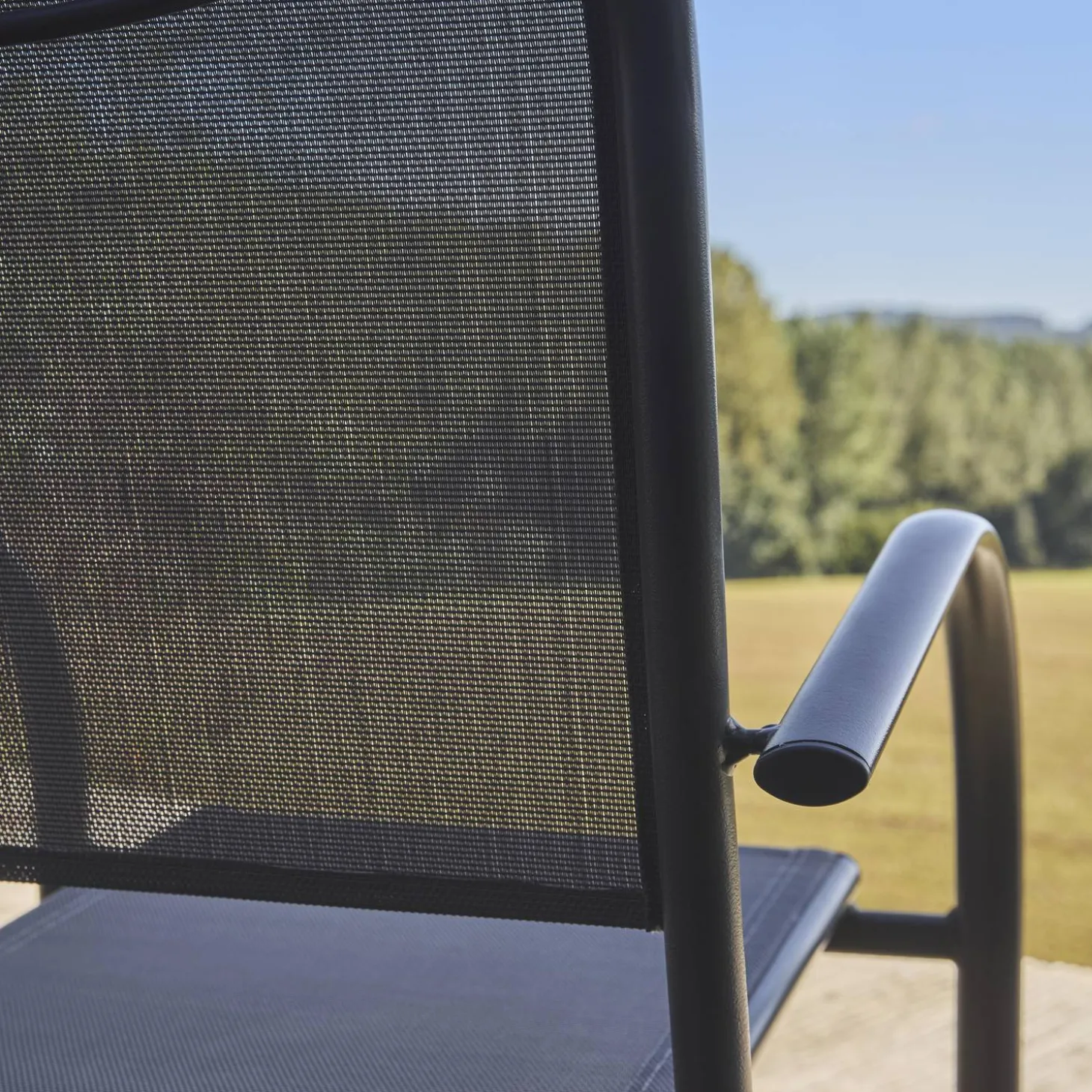 Silla de jardín de aluminio y textileno, set de 2
