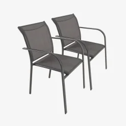 Silla de jardín de aluminio y textileno, set de 2