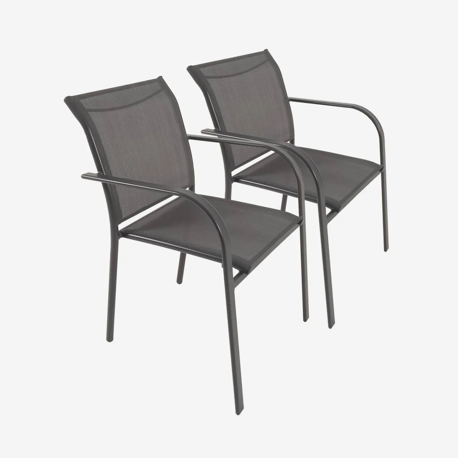 Silla de jardín de aluminio y textileno, set de 2