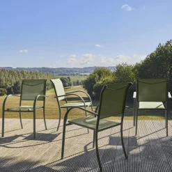 Silla de jardín de aluminio y textileno, set de 4