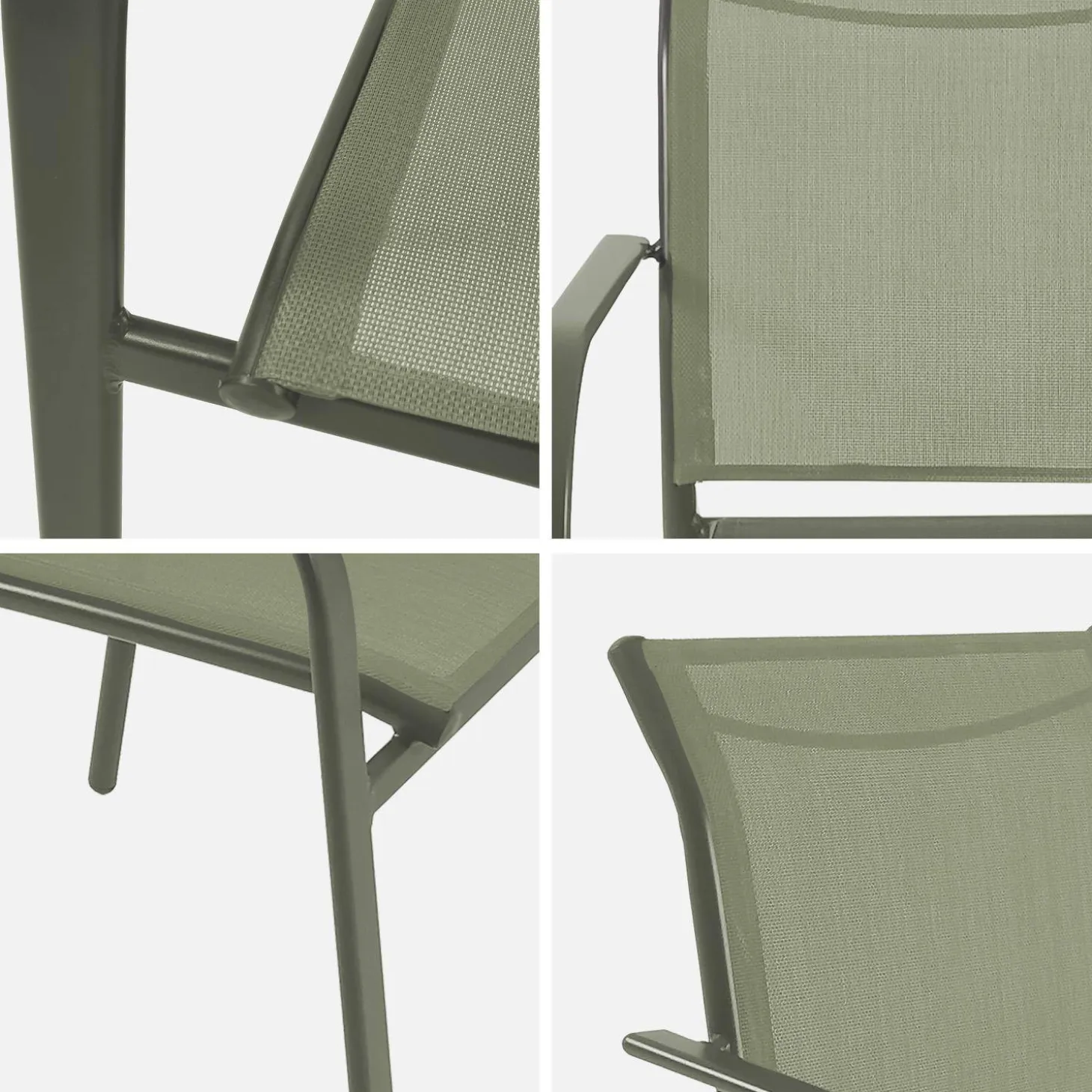 Silla de jardín de aluminio y textileno, set de 4