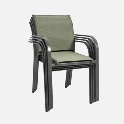 Silla de jardín de aluminio y textileno, set de 4