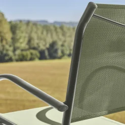 Silla de jardín de aluminio y textileno, set de 4