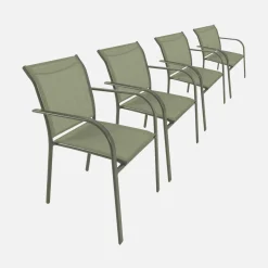 Silla de jardín de aluminio y textileno, set de 4