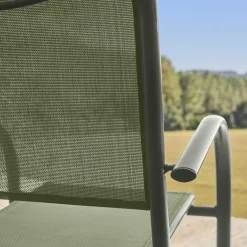 Silla de jardín de aluminio y textileno, set de 4