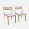 Silla de jardín de madera de acacia con cojín, set de 2