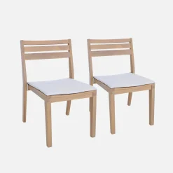 Silla de jardín de madera de acacia con cojín, set de 2