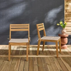 Silla de jardín de madera de acacia con cojín, set de 2