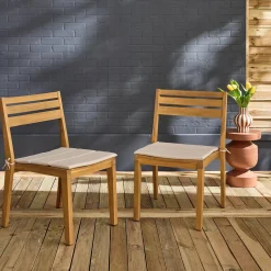 Silla de jardín de madera de acacia con cojín, set de 2